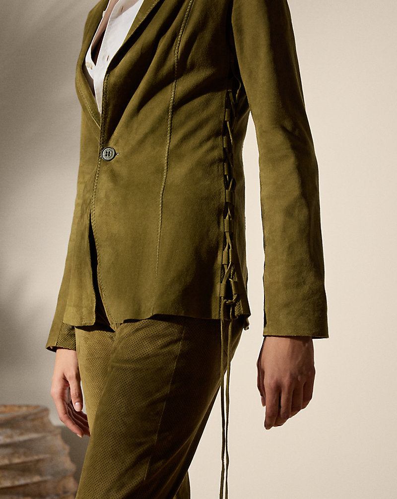 Jessamine Lamb-Suede Jacket Moss