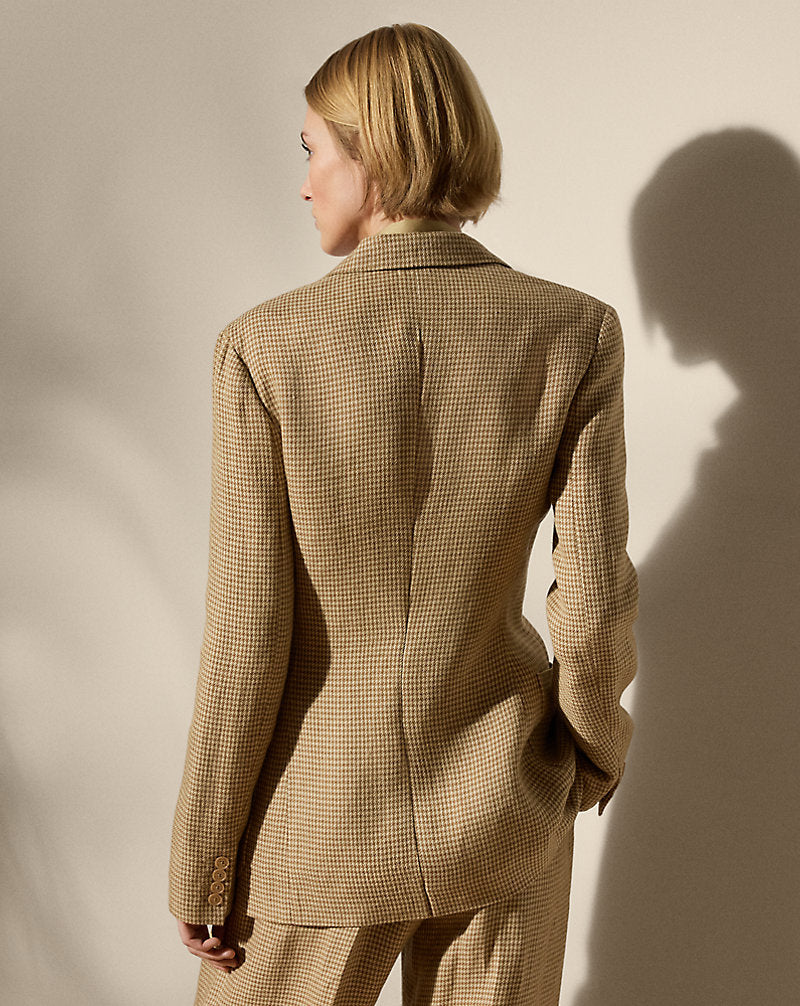 Hailey Houndstooth Tweed Jacket Tan Multi