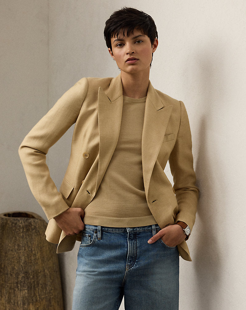 Camden Cashmere-Linen Twill Jacket Light Sand
