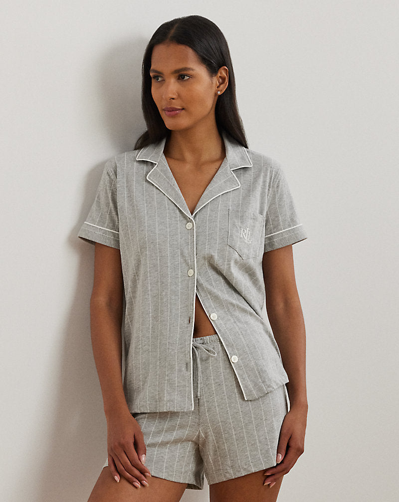Striped Boxer Sleep Set Grey