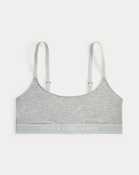 Repeat-Logo Cropped Scoopneck Tank Heather Grey