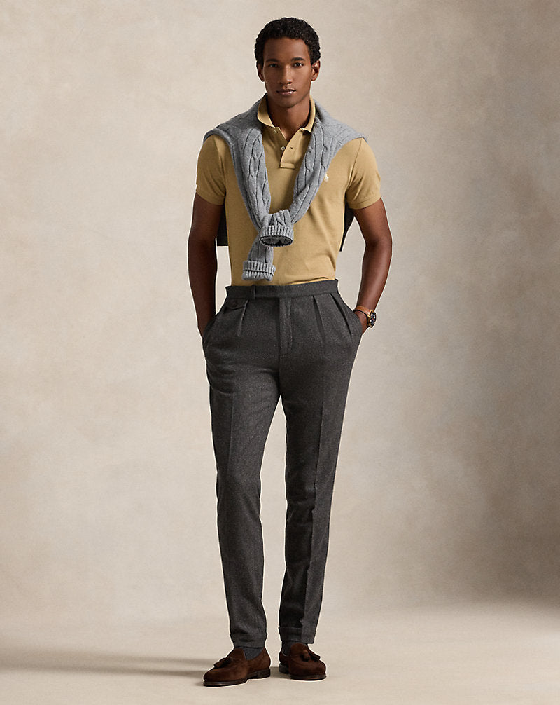 Slim Fit Mesh Polo Shirt Cafe Tan