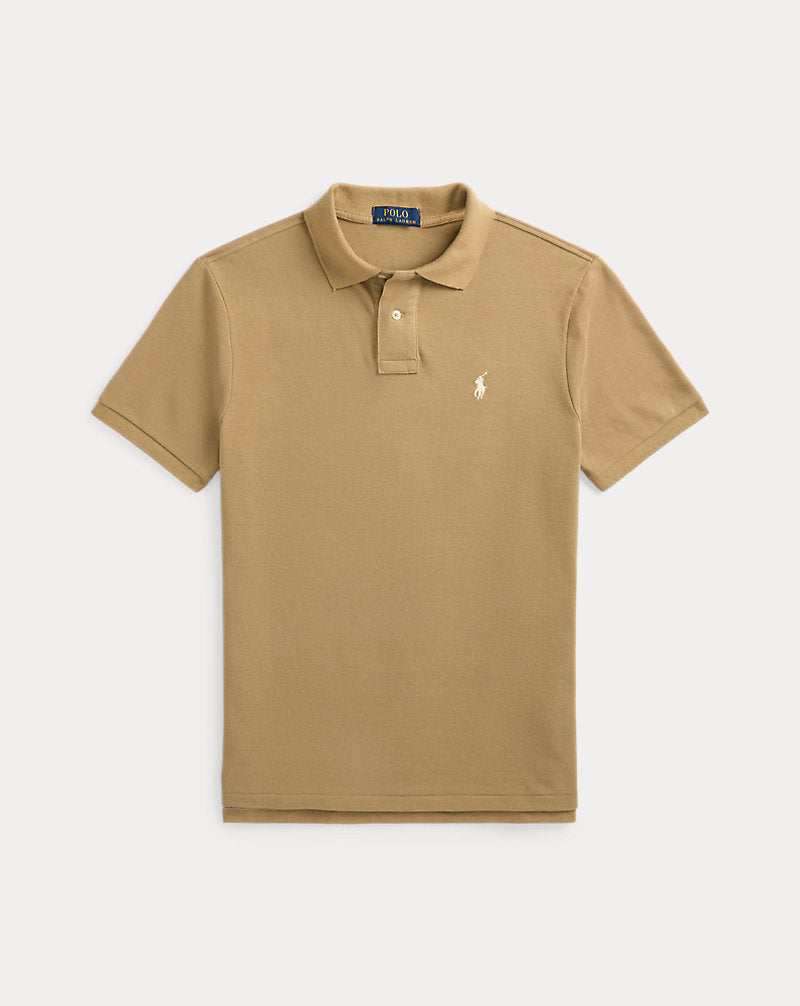 Slim Fit Mesh Polo Shirt Cafe Tan