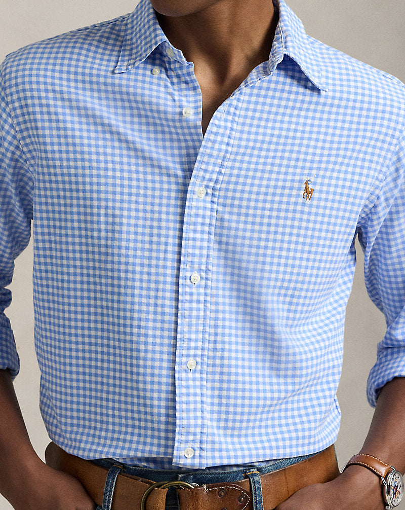 Custom Fit Gingham Oxford Shirt Light Blue/White