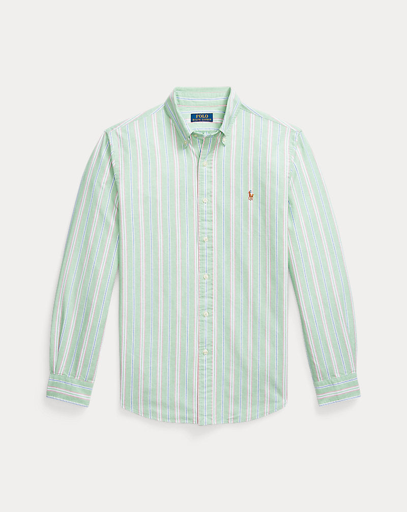 Custom Fit Striped Oxford Shirt Green/White Multi