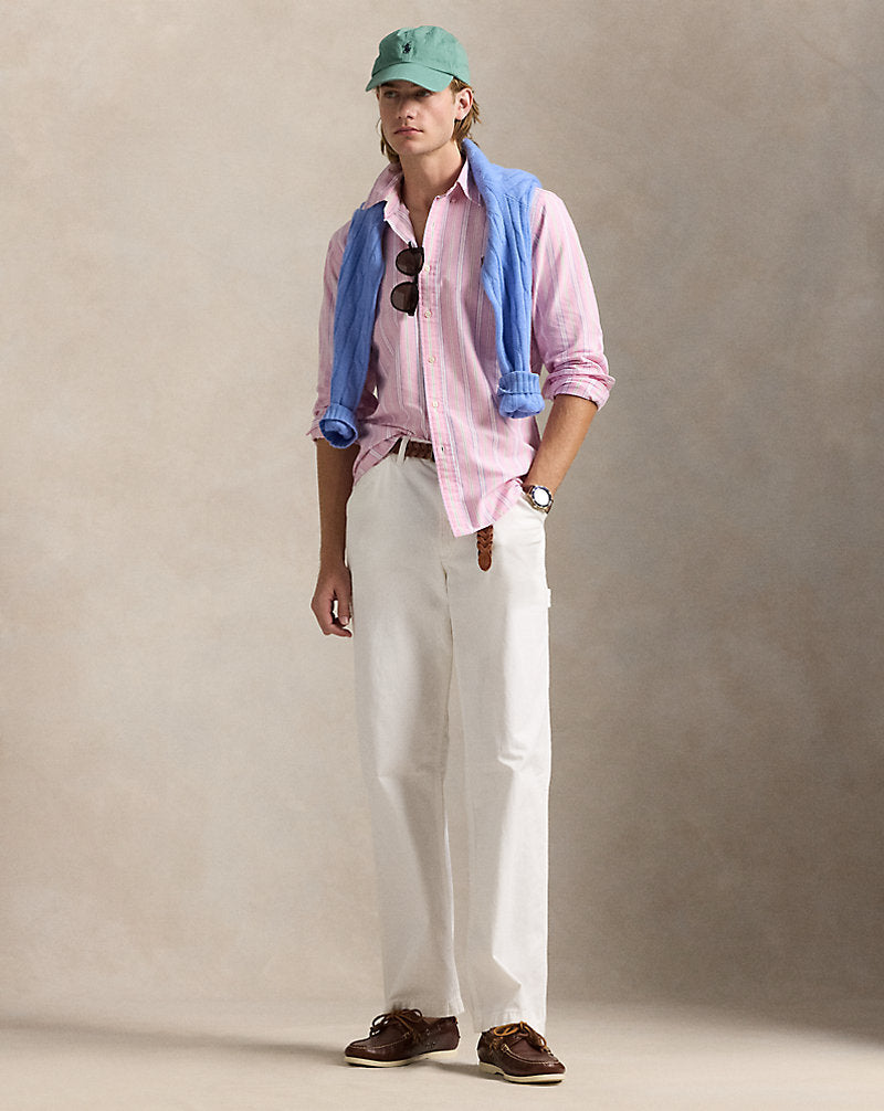 Custom Fit Striped Oxford Shirt Pink/White Multi