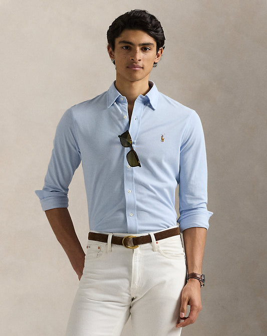 Knit Oxford Shirt Chambray Blue