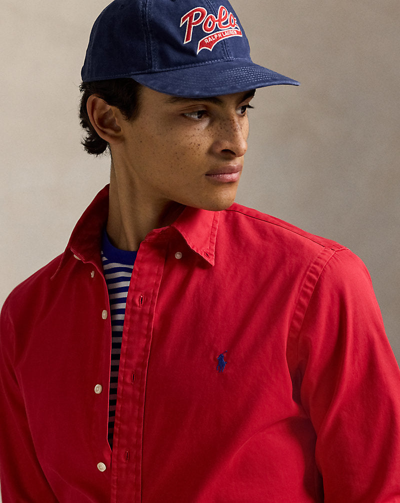 Custom Fit Twill Shirt Red