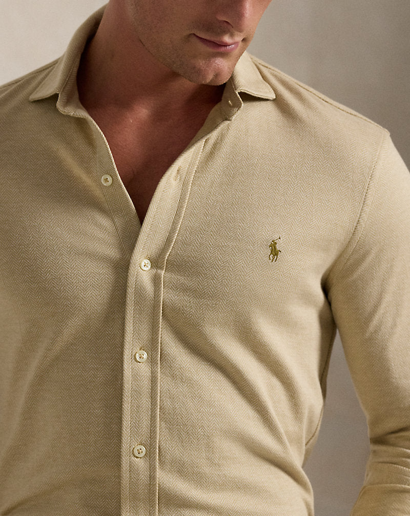 Herringbone Jersey Shirt Exp Dune Htr/Cstl Beige H