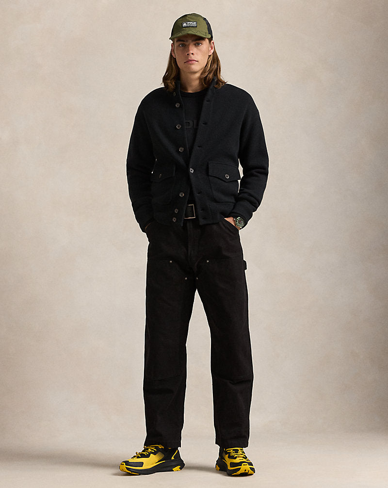 Wool-Blend Cardigan Polo Black
