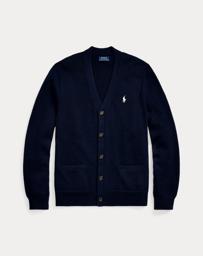 Cotton V-Neck Cardigan Hunter Navy/White Pp