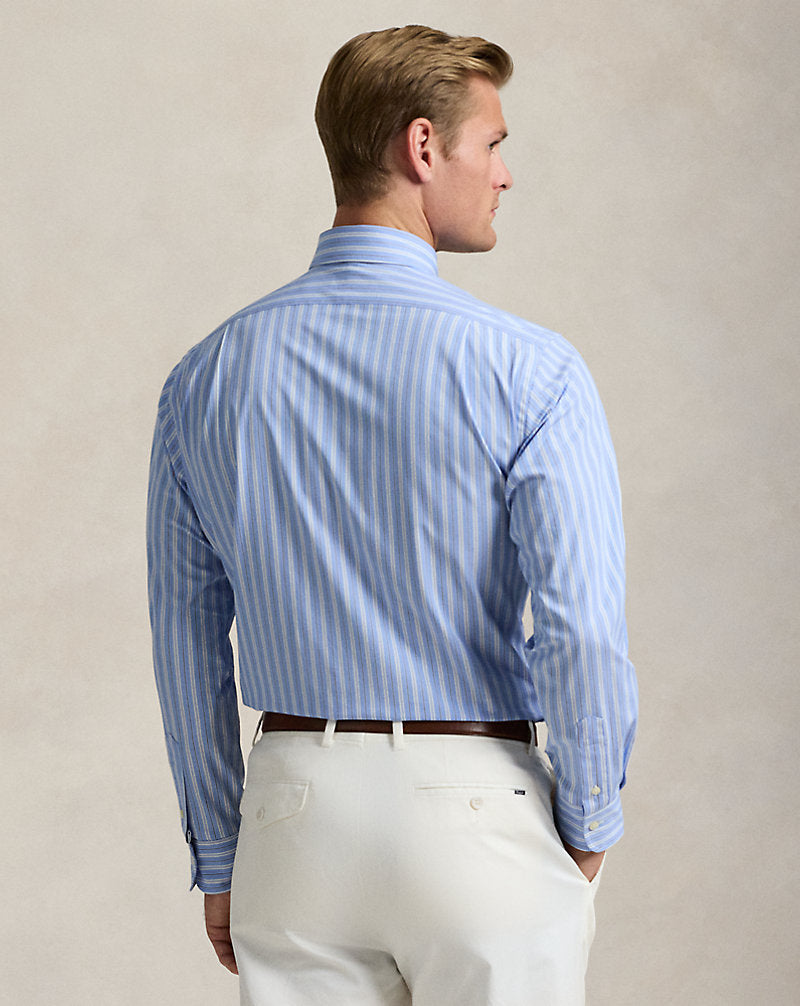 Custom Fit Striped Stretch Poplin Shirt Blue Multi