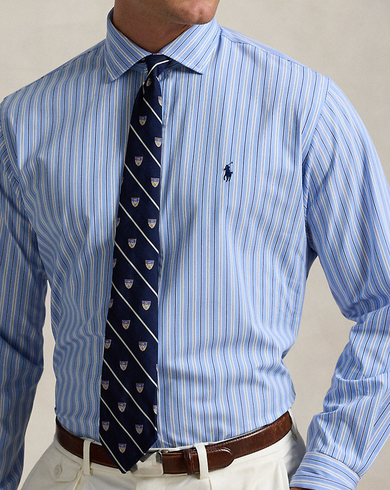 Custom Fit Striped Stretch Poplin Shirt Blue Multi