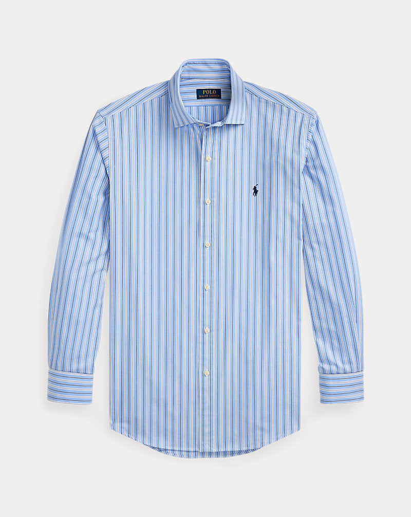Custom Fit Striped Stretch Poplin Shirt Blue Multi