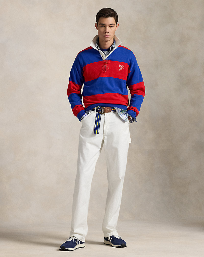 Striped Cotton Rugby Jumper Blue Red Combo