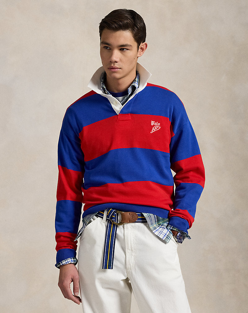 Striped Cotton Rugby Jumper Blue Red Combo