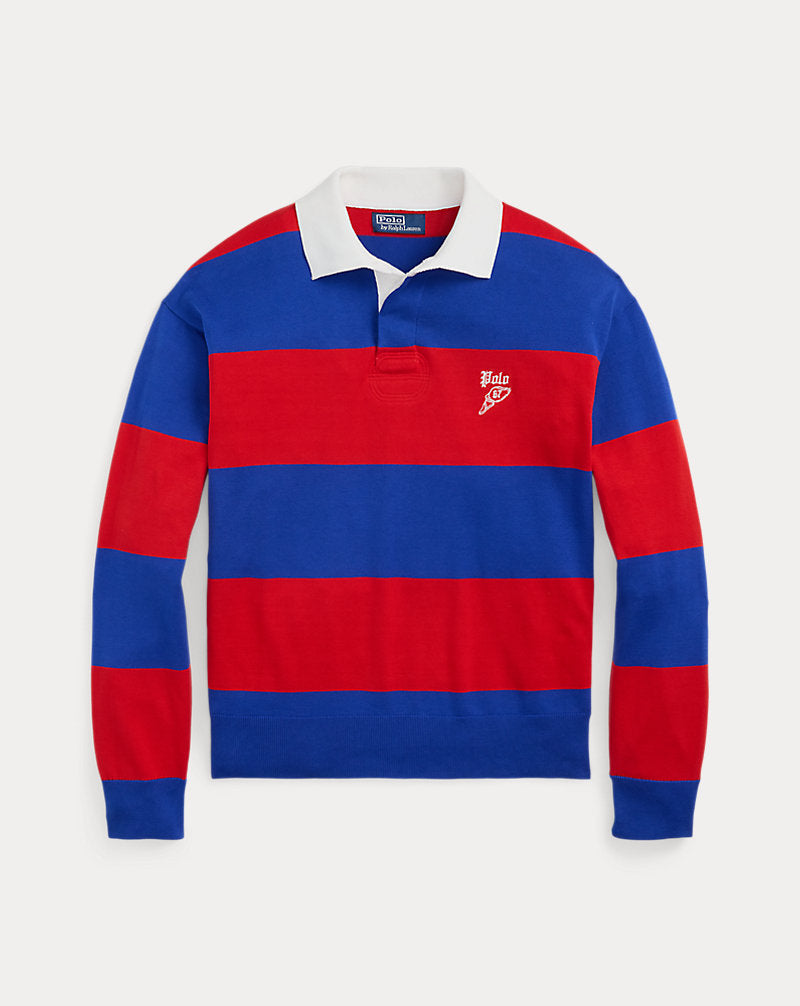 Striped Cotton Rugby Jumper Blue Red Combo