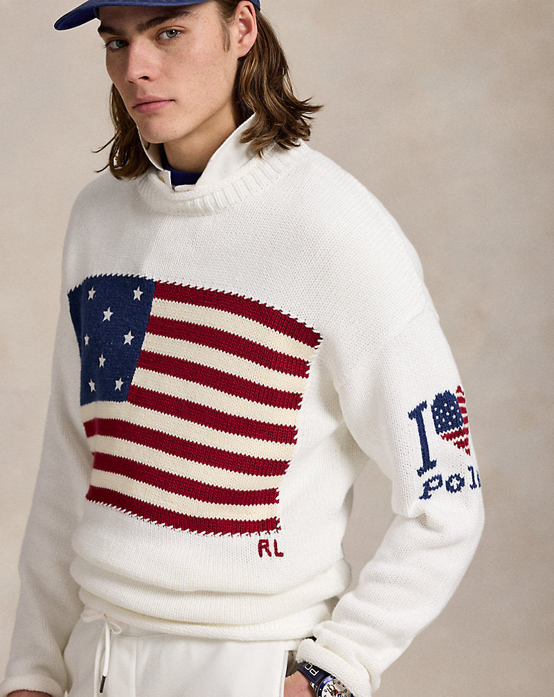 The I Heart Polo Flag Jumper Deckwash White