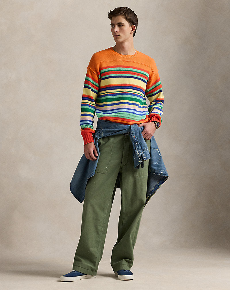 Striped Cotton-Blend Jumper Orange Combo