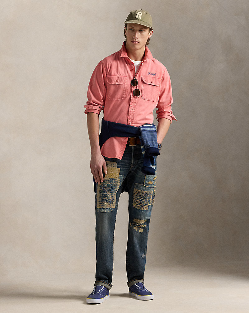 Classic Fit Embroidered Chino Workshirt Newbarn Nantucket Red