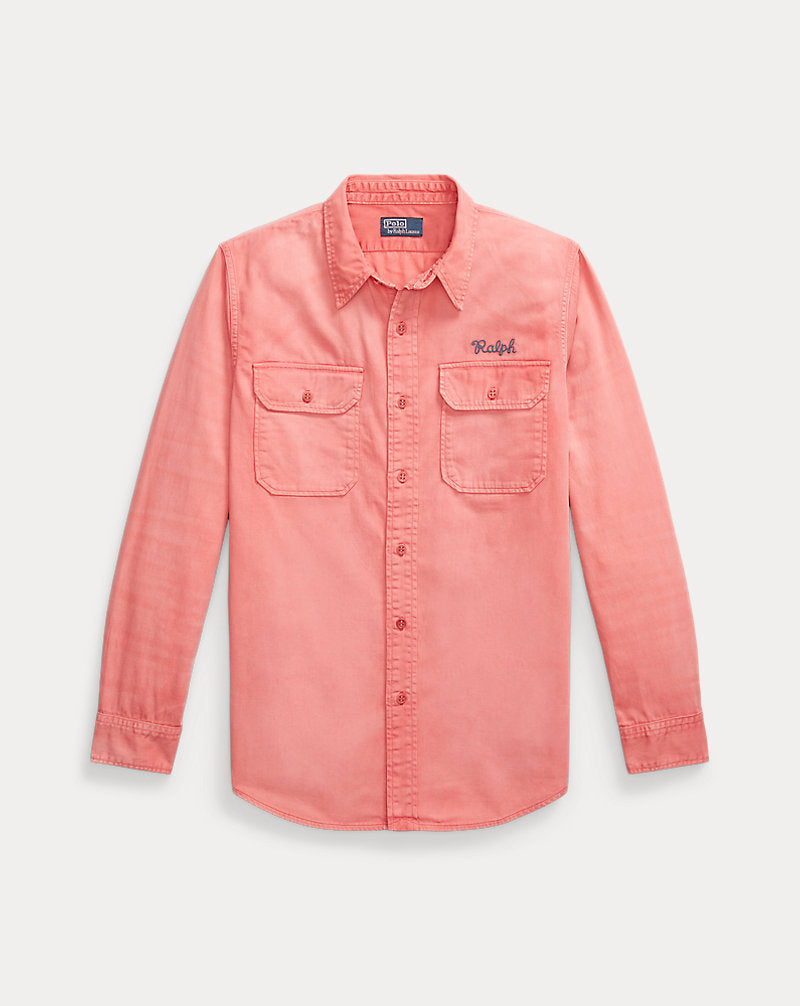 Classic Fit Embroidered Chino Workshirt Newbarn Nantucket Red