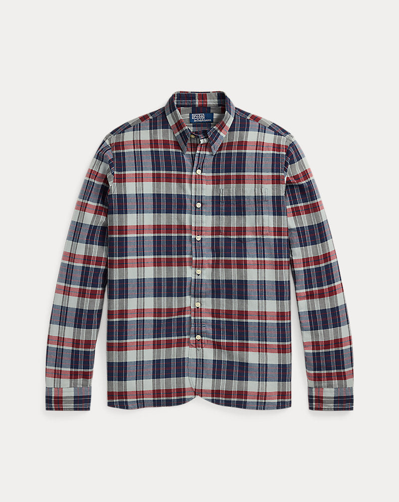 Classic Fit Indigo Madras Shirt Indigo/Red Multi