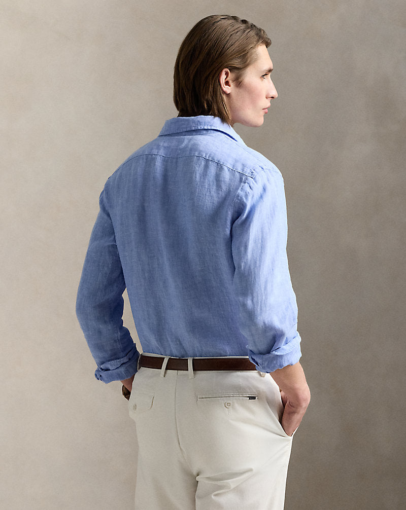 Classic Fit Linen Shirt Blue/White