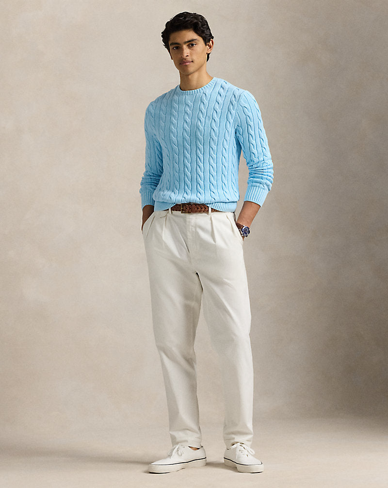 Cable-Knit Mineral-Dyed Cotton Jumper Sky