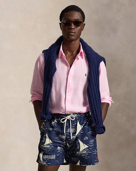 Custom Fit Linen Shirt Carmel Pink