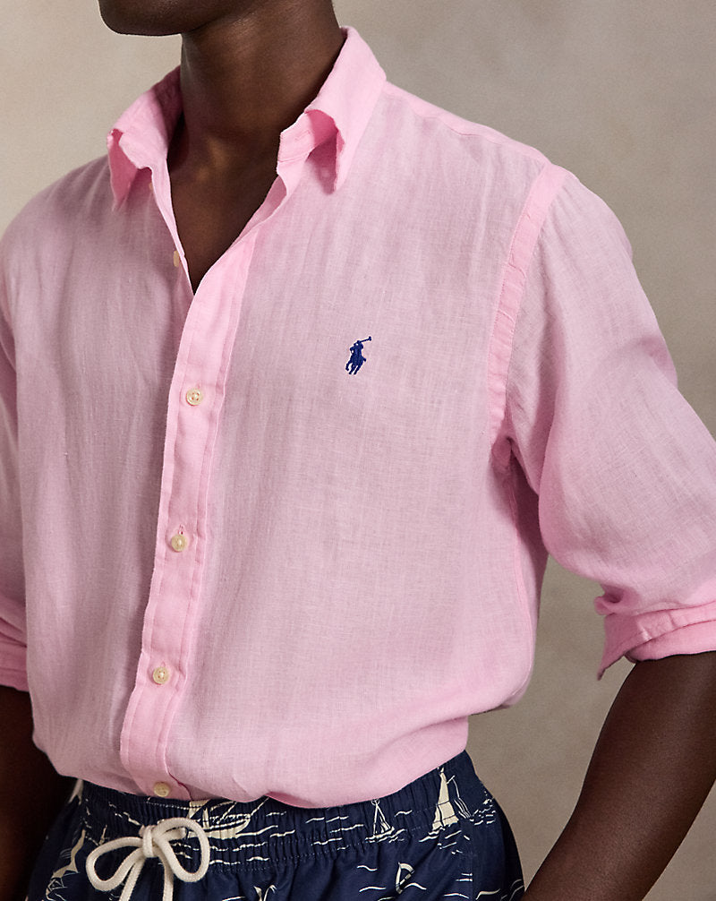 Custom Fit Linen Shirt Carmel Pink
