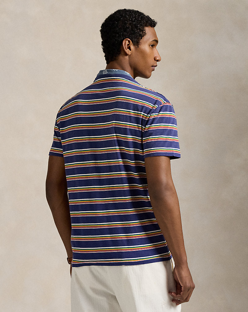 Classic Fit Striped Gauze Jersey T-Shirt New Classic Navy Multi