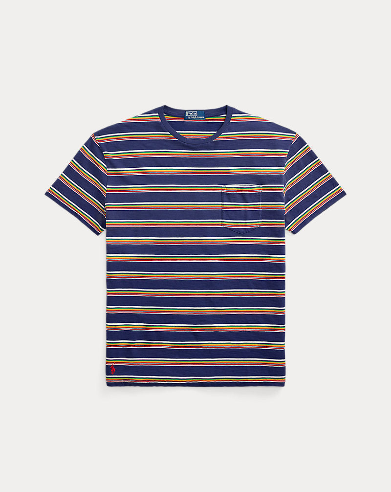 Classic Fit Striped Gauze Jersey T-Shirt New Classic Navy Multi