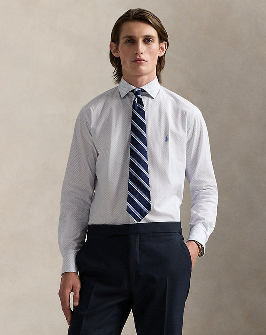 Custom Fit Print Stretch Poplin Shirt Diamond Dot Deco