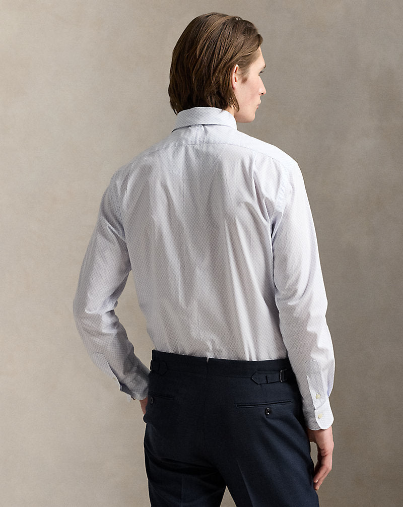 Custom Fit Print Stretch Poplin Shirt Diamond Dot Deco