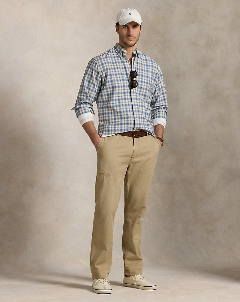 Plaid Oxford Shirt Blue Cream