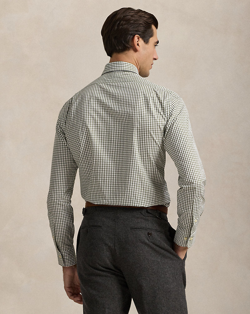 Custom Fit Tattersall Poplin Shirt White New Olive