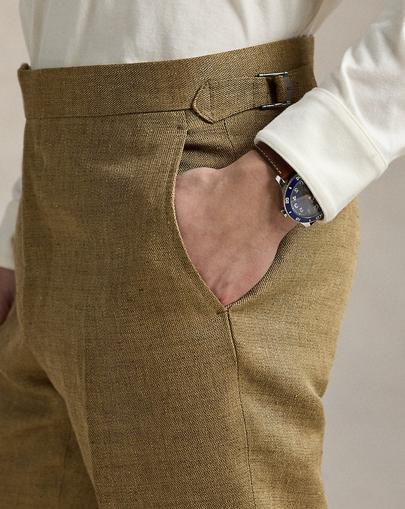 Linen-Silk Suit Trouser Tan/Brown