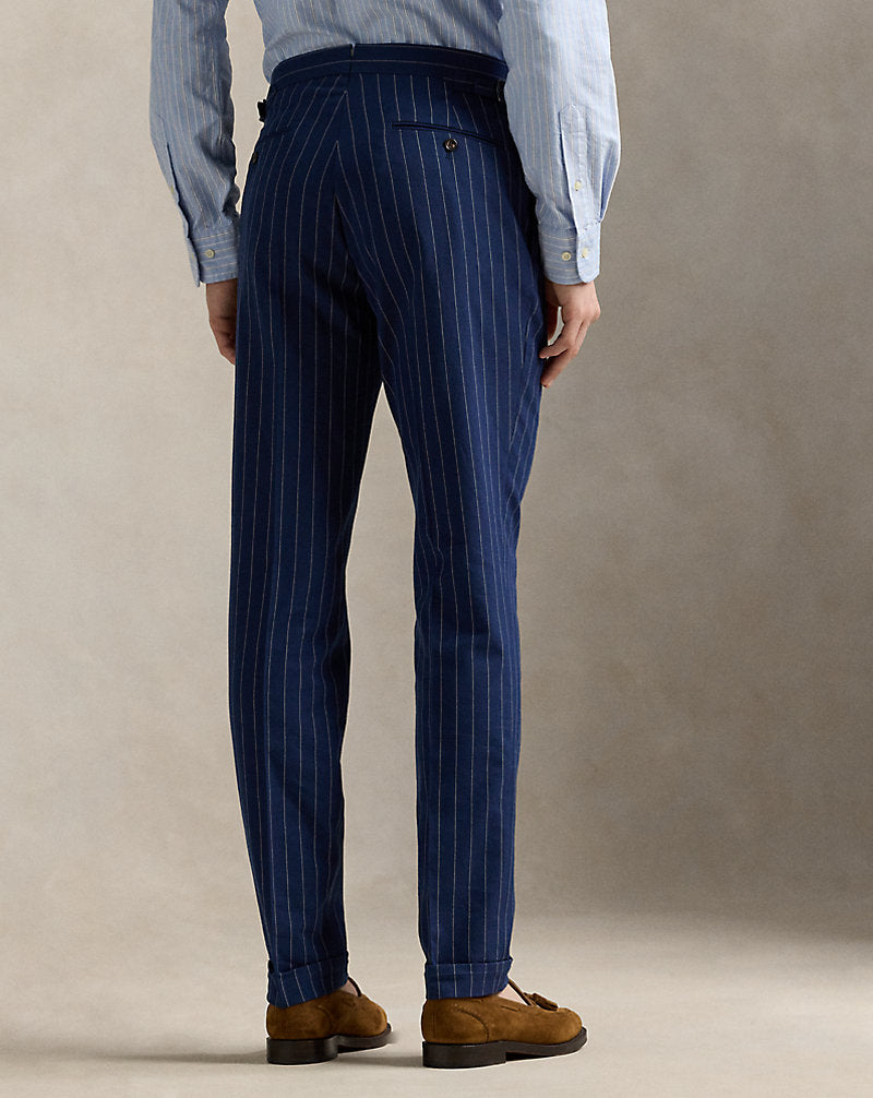Pleated Rope-Stripe Suit Trouser Bright Navy/Cream