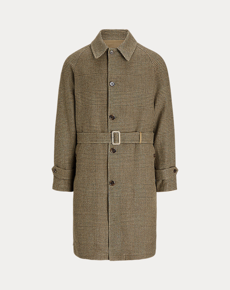 Reversible Plaid Tweed-Poplin Topcoat Olive/dark Olive