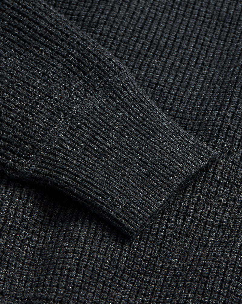 Waffle-Knit Cotton-Wool Jumper Black Heather