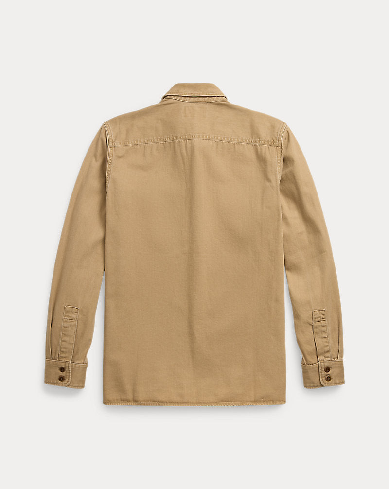 Twill Officer's Workshirt Faded Tan