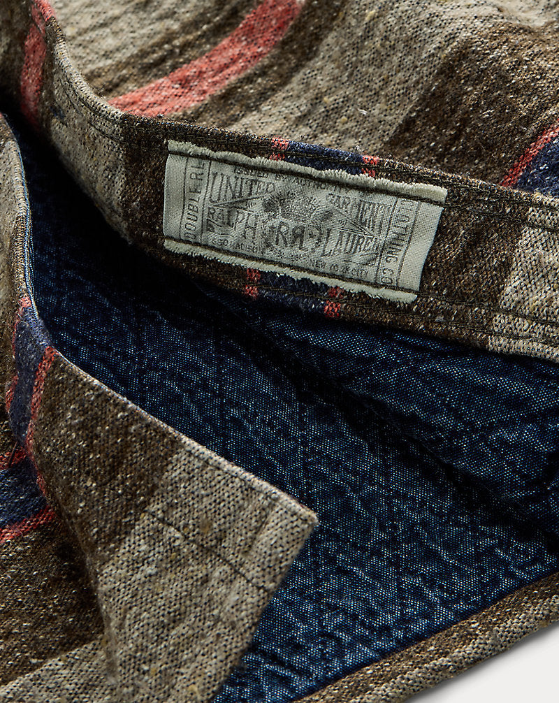 Striped Double Cloth Workshirt Brown Multi