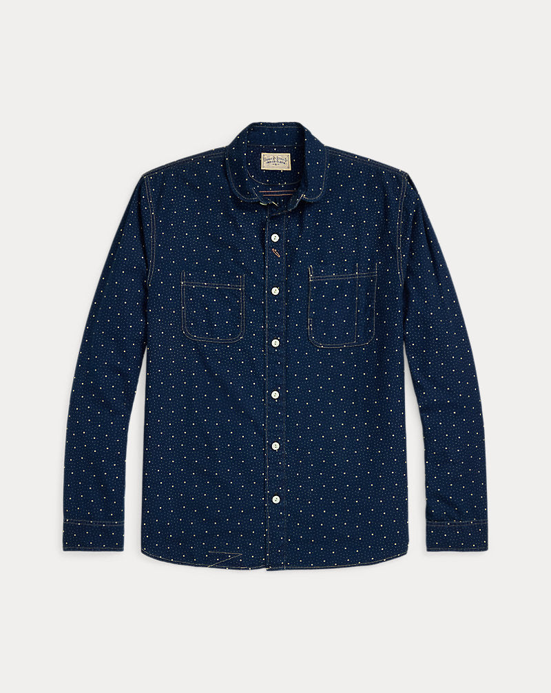 Dot-Print Indigo Workshirt Indigo