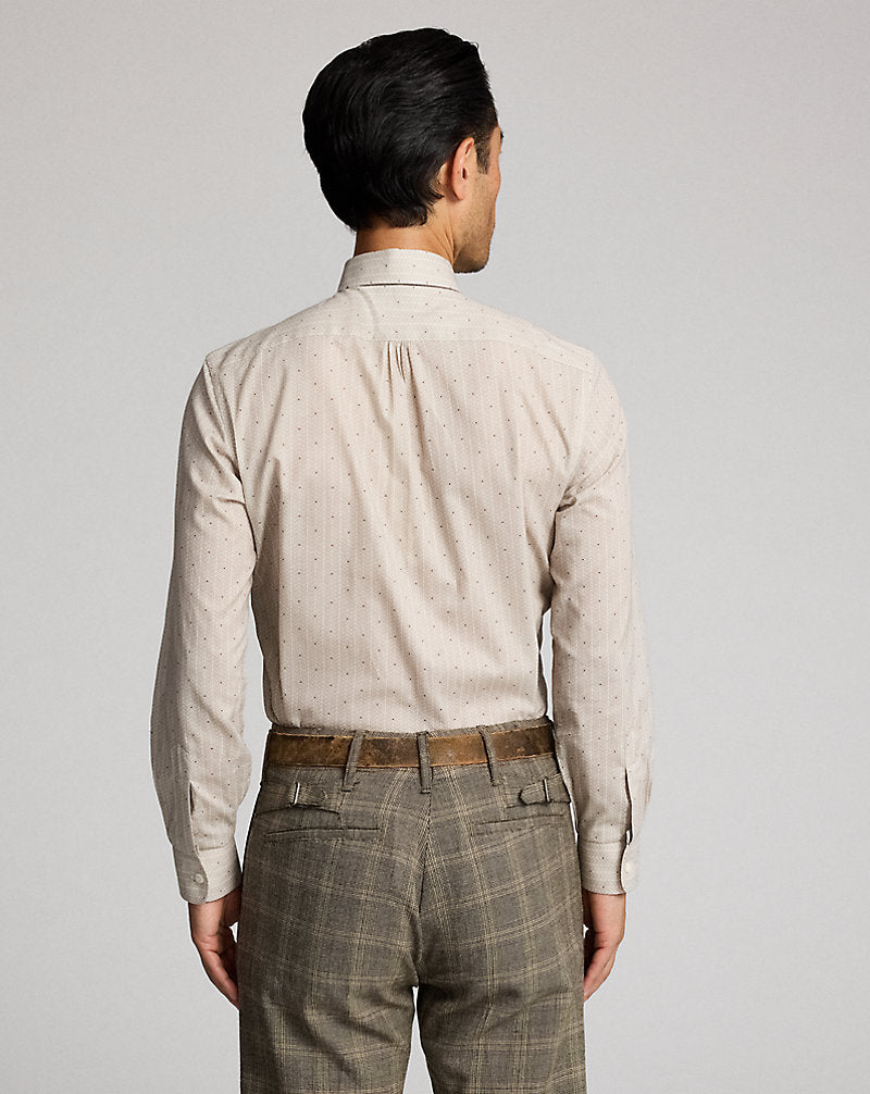 Slim Fit Print Woven Shirt Tan Multi