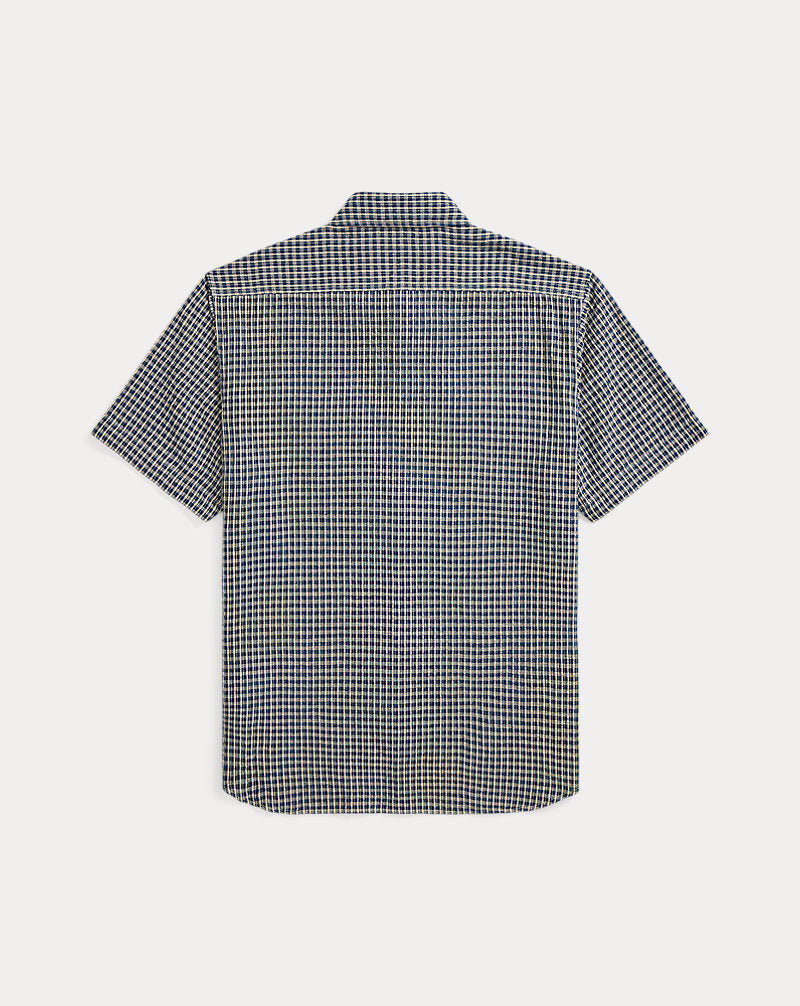 Indigo Checked Seersucker Workshirt Indigo Check