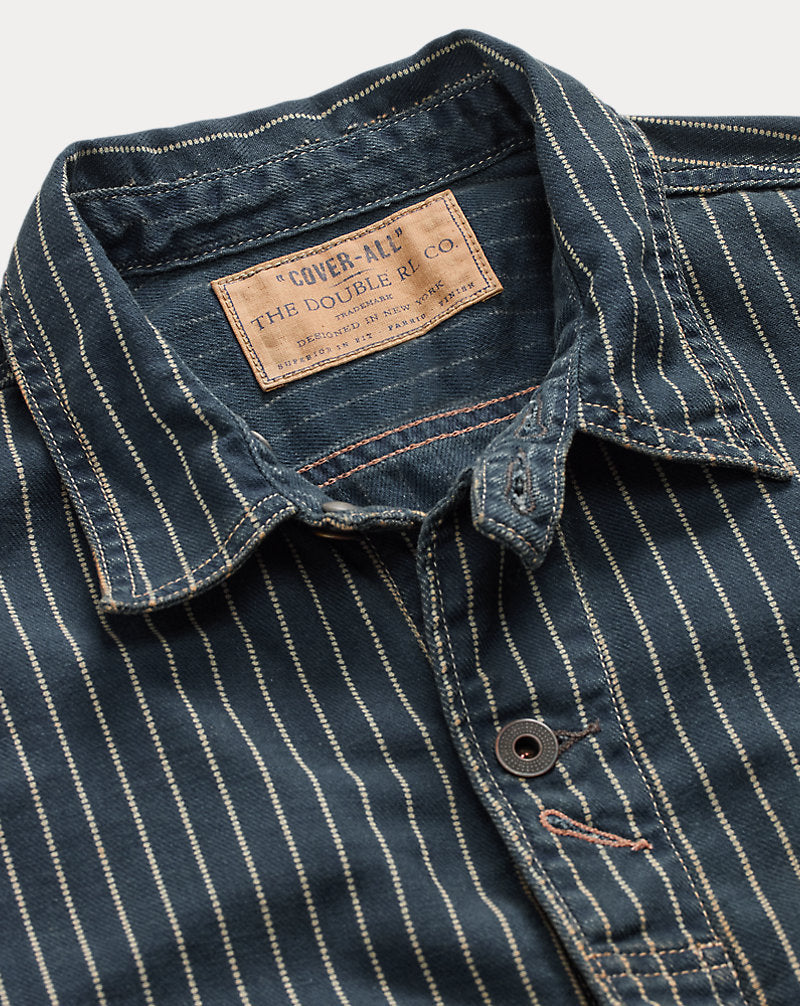 Indigo Dot-Stripe Twill Coverall Indigo Rinse
