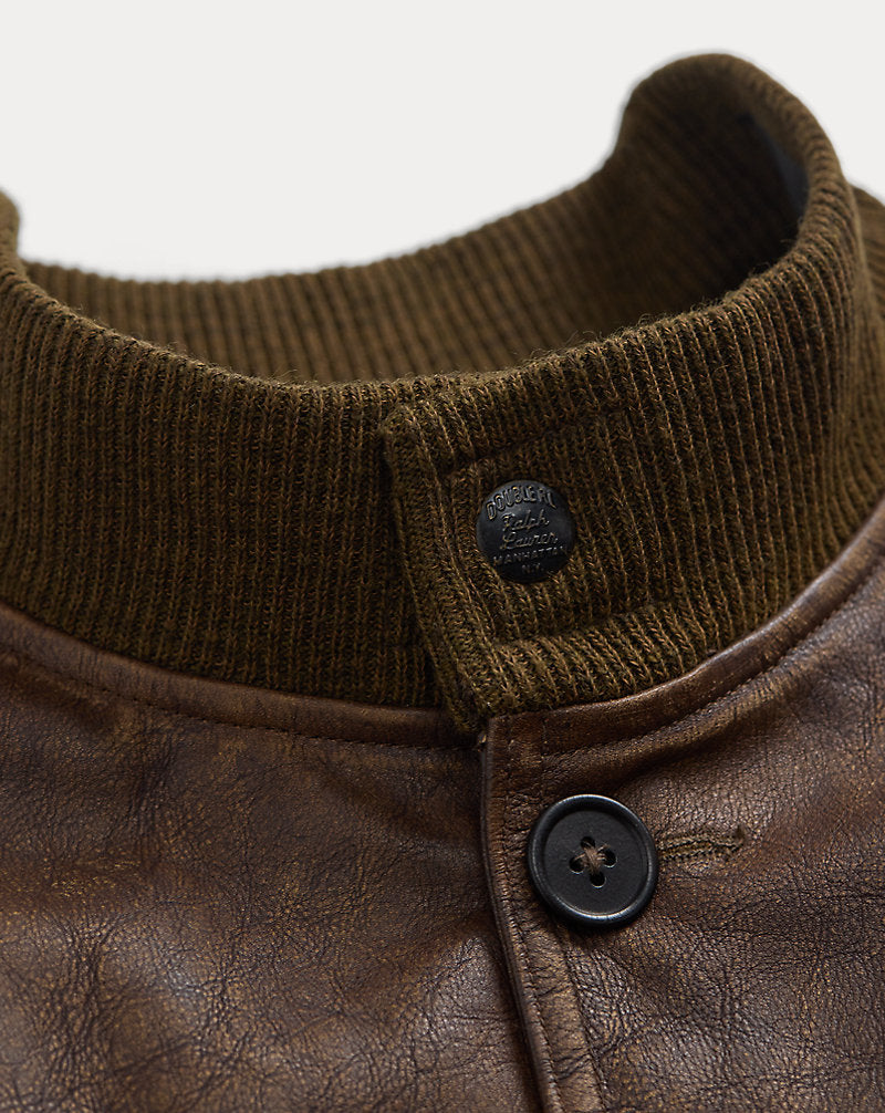 Leather Car Coat Vintage Brown