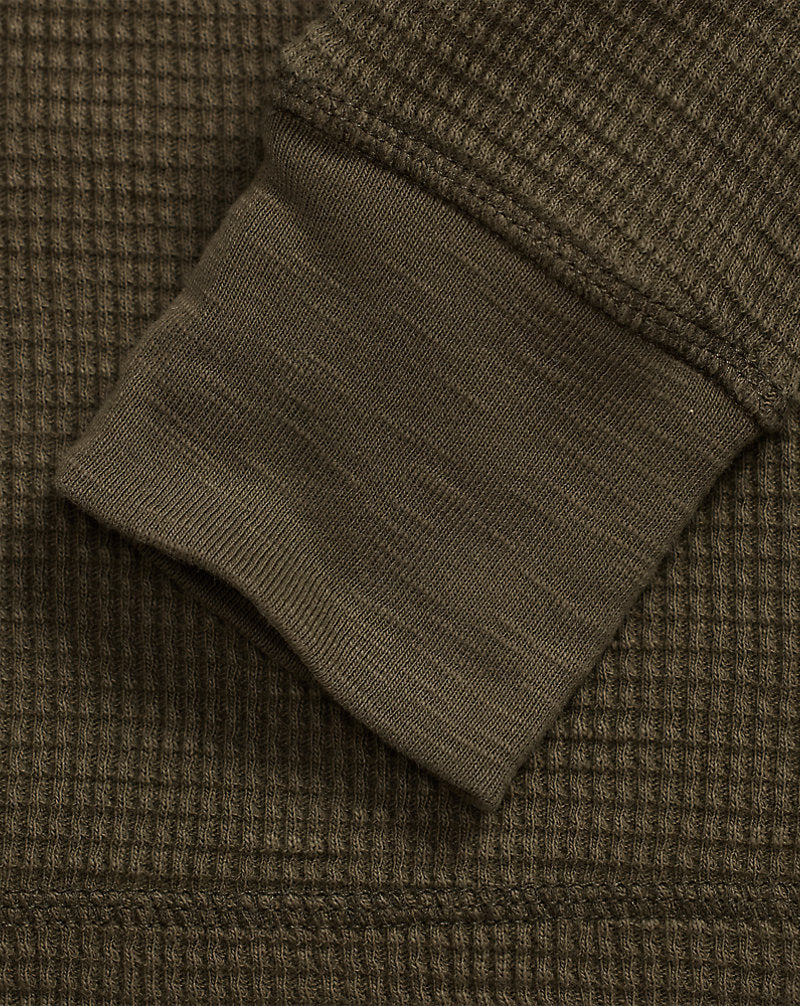 Garment-Dyed Waffle-Knit Crewneck Olive Brown