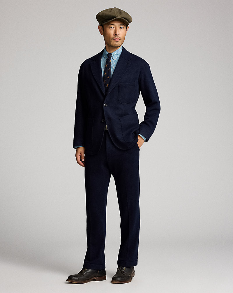Jacquard-Knit Officer's Trouser Navy Multi