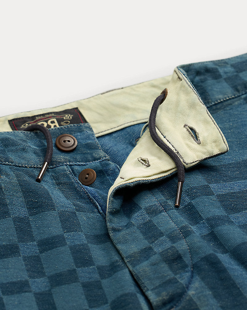 Indigo Plaid-Print Jersey Short Indigo Multi